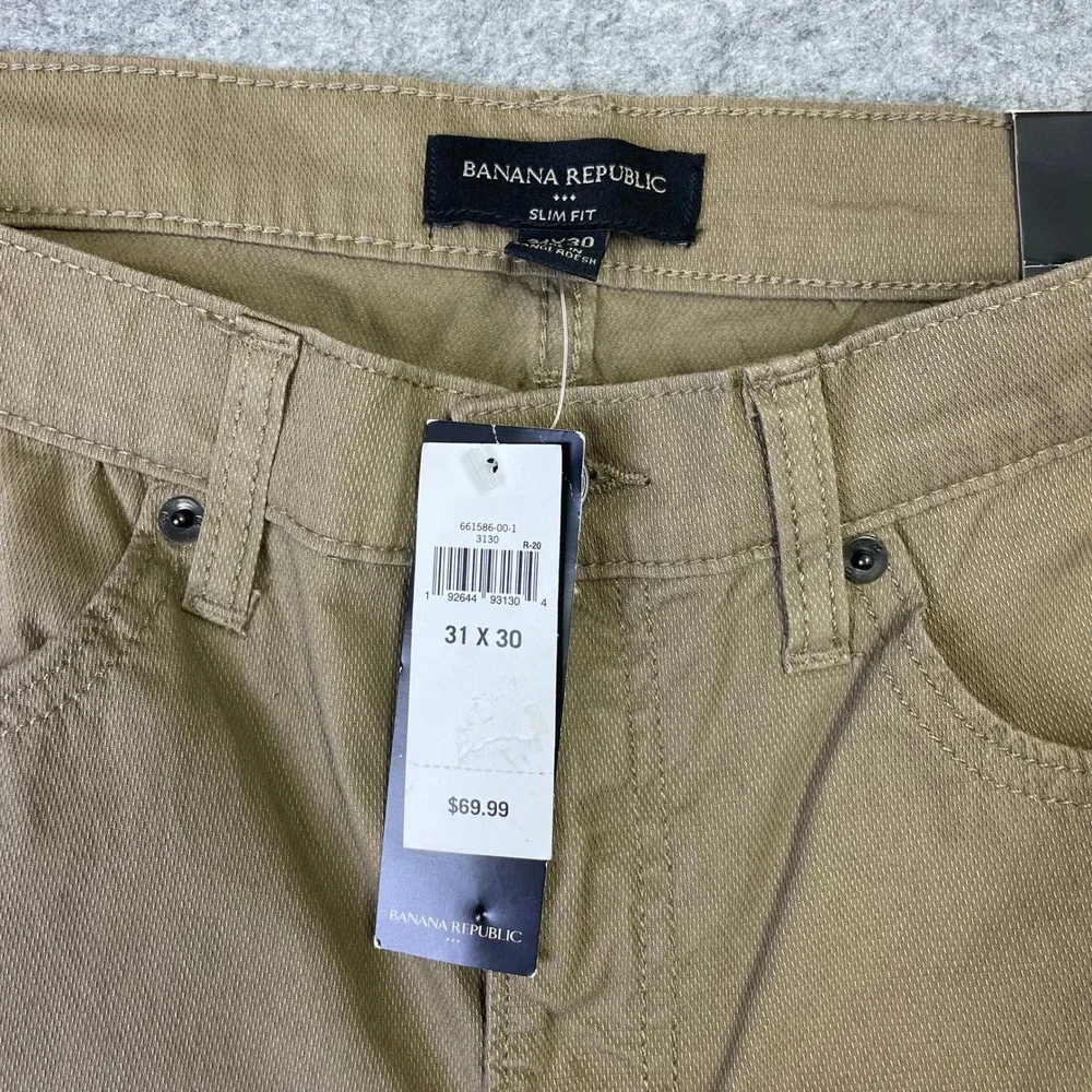 NEW Banana Republic Slim Fit Khaki Tan Textured Pants 31x30 Casual Travel